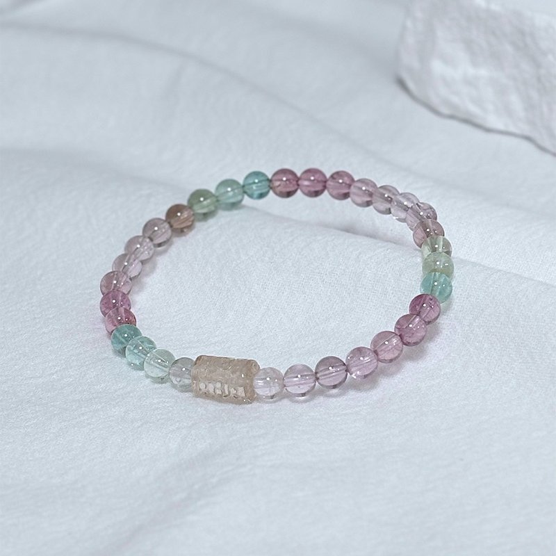 Summer Tranquility/ Tourmaline Pattern Bead Bracelet - สร้อยข้อมือ - เครื่องประดับพลอย 