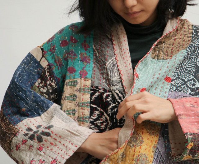 カンタ刺繍リバーシブルユニセックス日本製ジャケット パステル