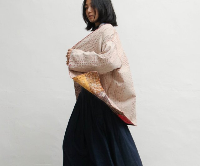 カンタ刺繍リバーシブルユニセックス日本製ジャケット パステル