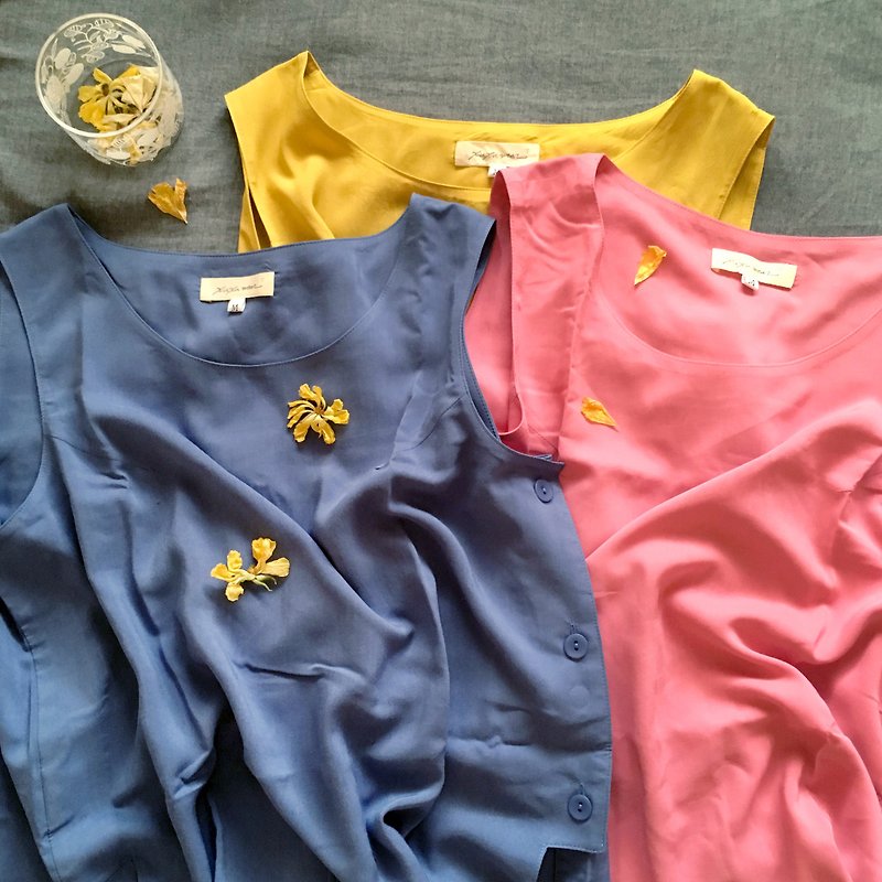 Sleevless Tops - เสื้อกั๊กผู้หญิง - ไฟเบอร์อื่นๆ สีน้ำเงิน