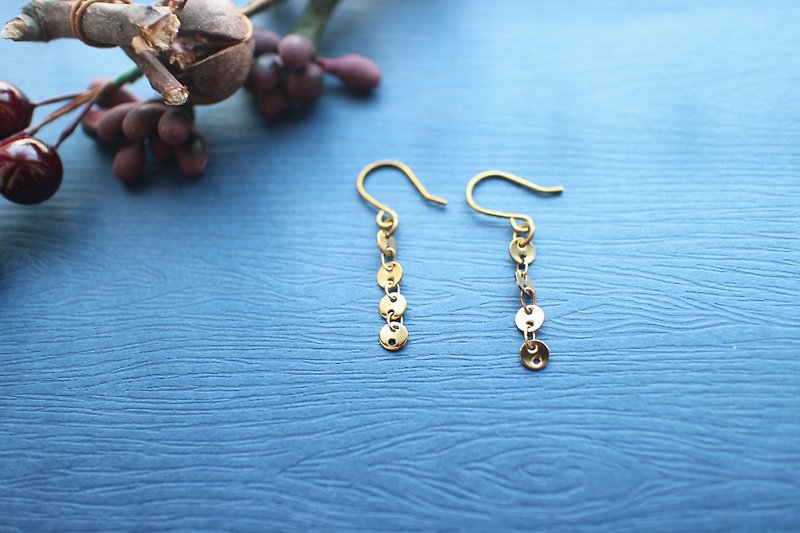 Simple time-Brass handmade earrings - Earrings & Clip-ons - Copper & Brass Gold