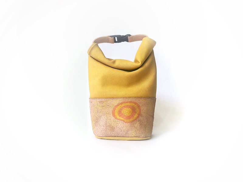 レザーハンドロールバックミニ - 手提包/手提袋 - 真皮 黃色