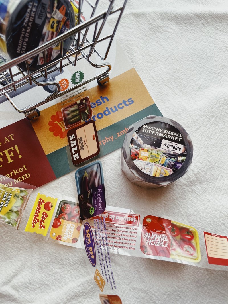 Could it be sesame balls - Fresh Supermarket (Vegetables) | PET Paper Tape | Glossy Surface - Washi Tape - Paper 