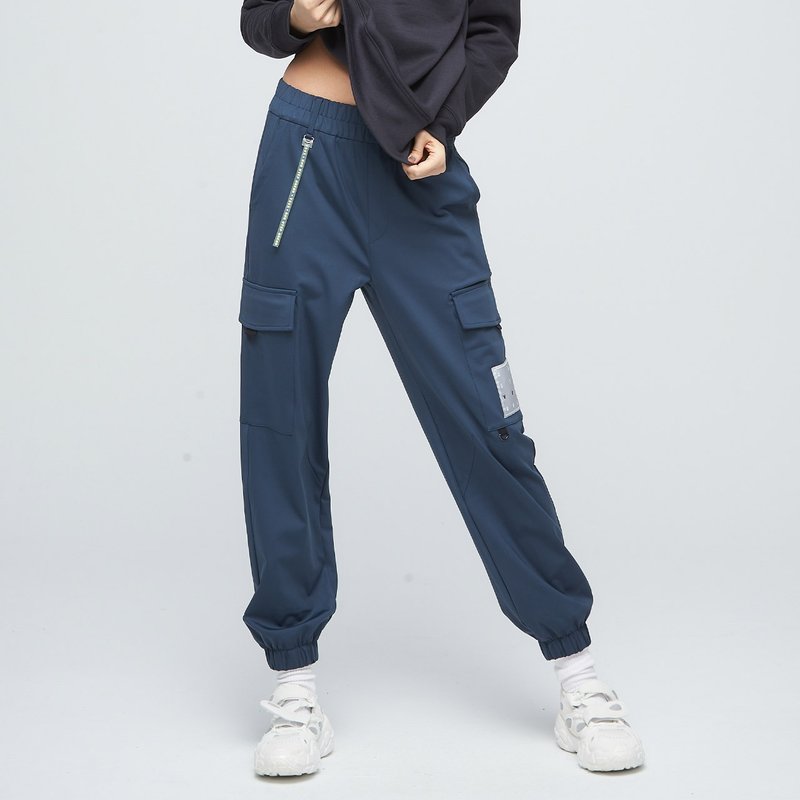 【限時5折】台灣製-環保紗/速乾機能工裝褲(女)-午夜藍 - 女長褲 - 聚酯纖維 藍色