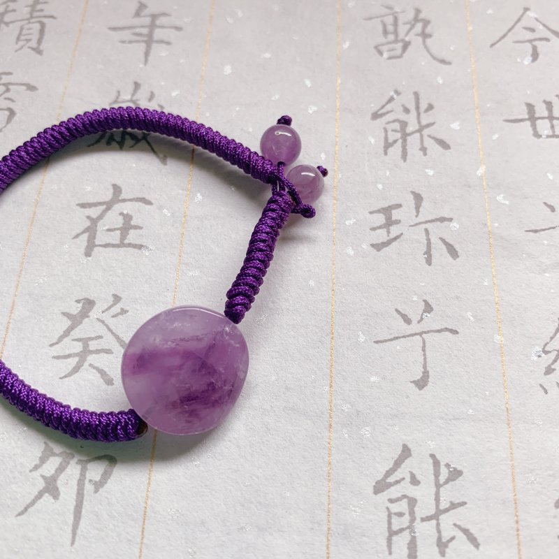 淡香拂紫。天然紫水晶編織手繩。健康助學業事業文藝工作手鏈 - 手鍊/手環 - 水晶 紫色