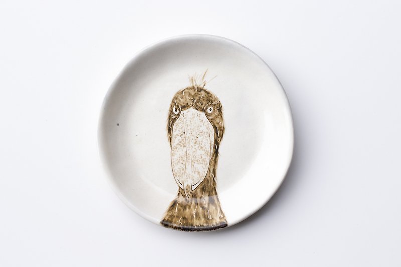 plate(150mm) shoebill(2) - Plates & Trays - Pottery White