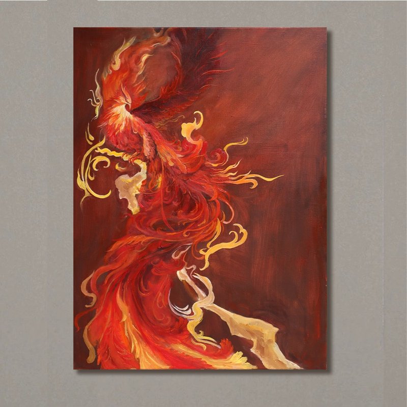 Pure hand-painted southern red bird oil painting - โปสเตอร์ - วัสดุอื่นๆ หลากหลายสี