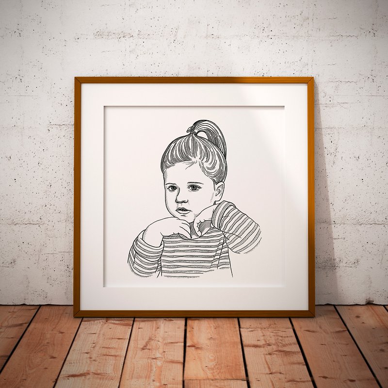 Custom Hand Drawn Portrait Illustration, Personalized Sketch Drawing, Gift Art - Digital Portraits, Paintings & Illustrations - Other Materials Black