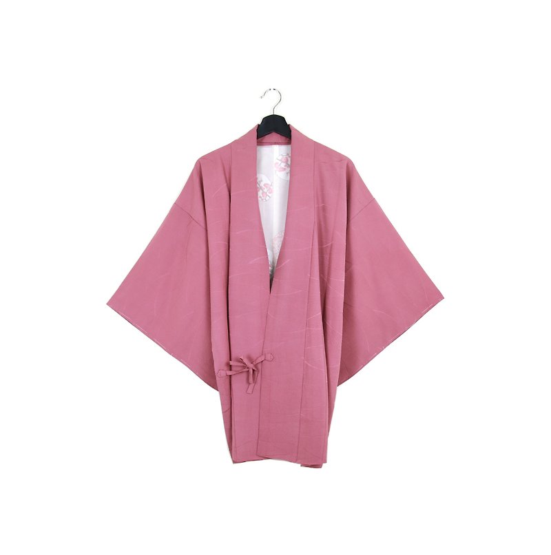 戻る::グリーンに日本の着物の羽が光ピンクのヴィンテージの着物をバラバック織（KC-31） - ジャケット - シルク・絹 ピンク