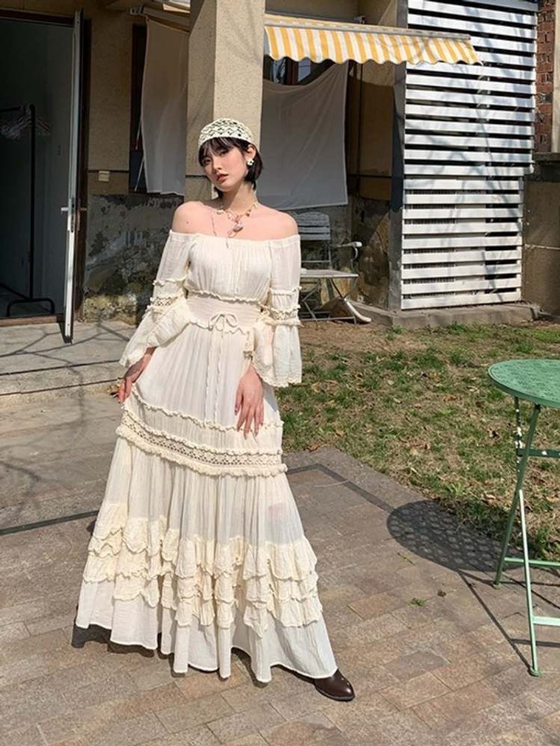 Boho Wedding Dress, BOHEMIAN MAXI DRESS, MATERNITY DRESS, OFF WHITE BOHO WEDDING - 禮服/小禮服 - 棉．麻 