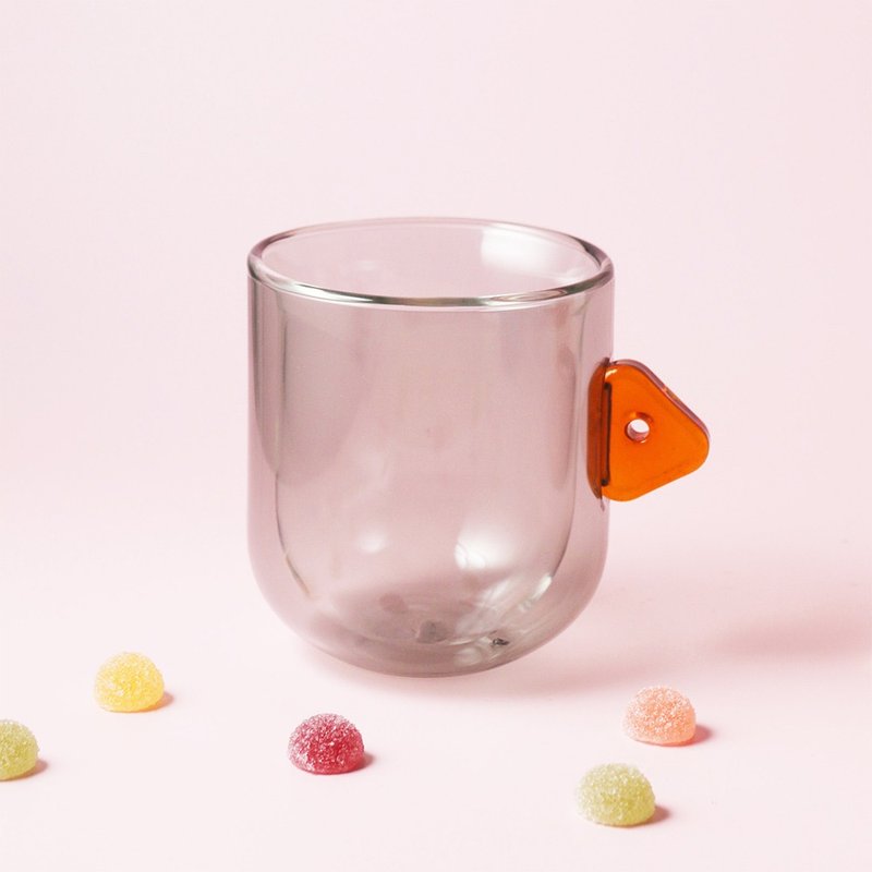 Candy Mug spliced ​​double-layer glass-Orange A - แก้ว - แก้ว สีดำ