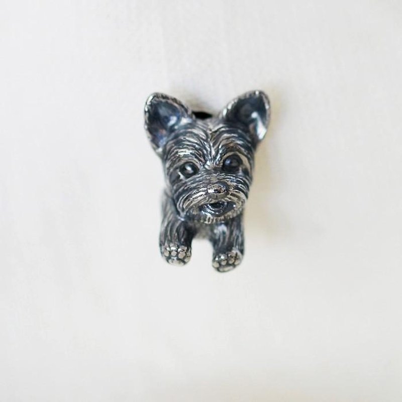 Yorkshire terrier dog pin brooch - Brooches - Other Metals 