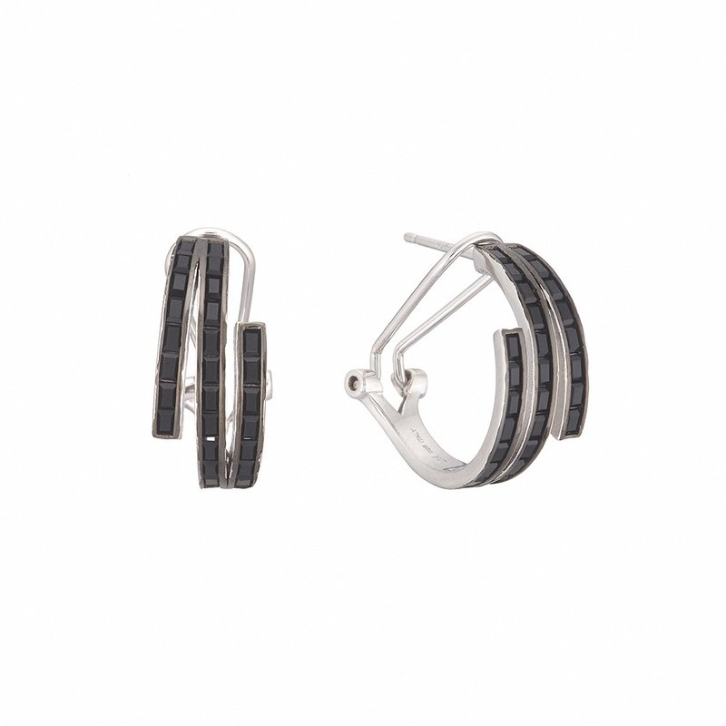 LUCIANO MILANO Obsidian sterling silver earrings - Earrings & Clip-ons - Other Metals Silver