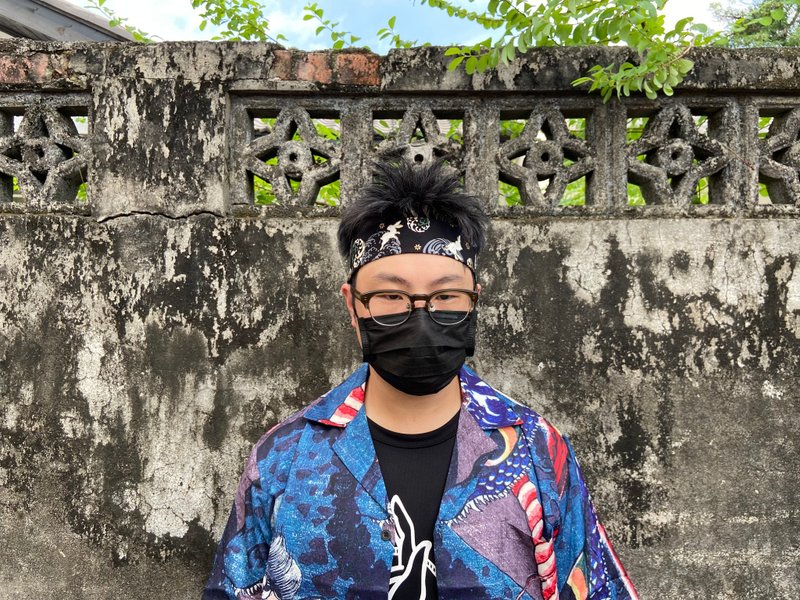 男生頭帶 / 一片式髮帶 / 燙金兔子 - 髮箍/髮帶 - 棉．麻 黑色