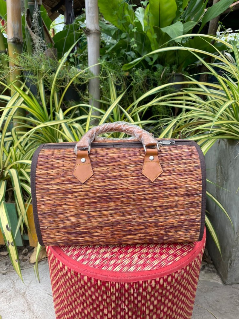 Papyrus duffel bag in natural colour with handle and shoulder strap - 手提包/手提袋 - 植物．花 咖啡色
