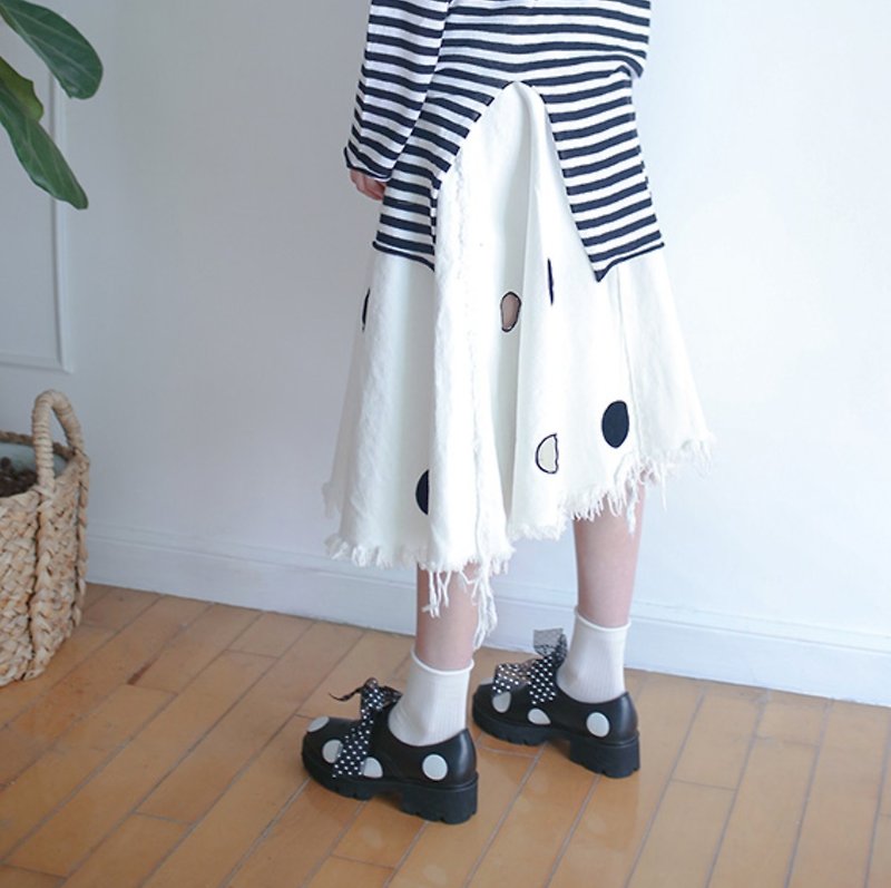 Edging white cutout skirt - imakokoni - กระโปรง - ผ้าฝ้าย/ผ้าลินิน ขาว