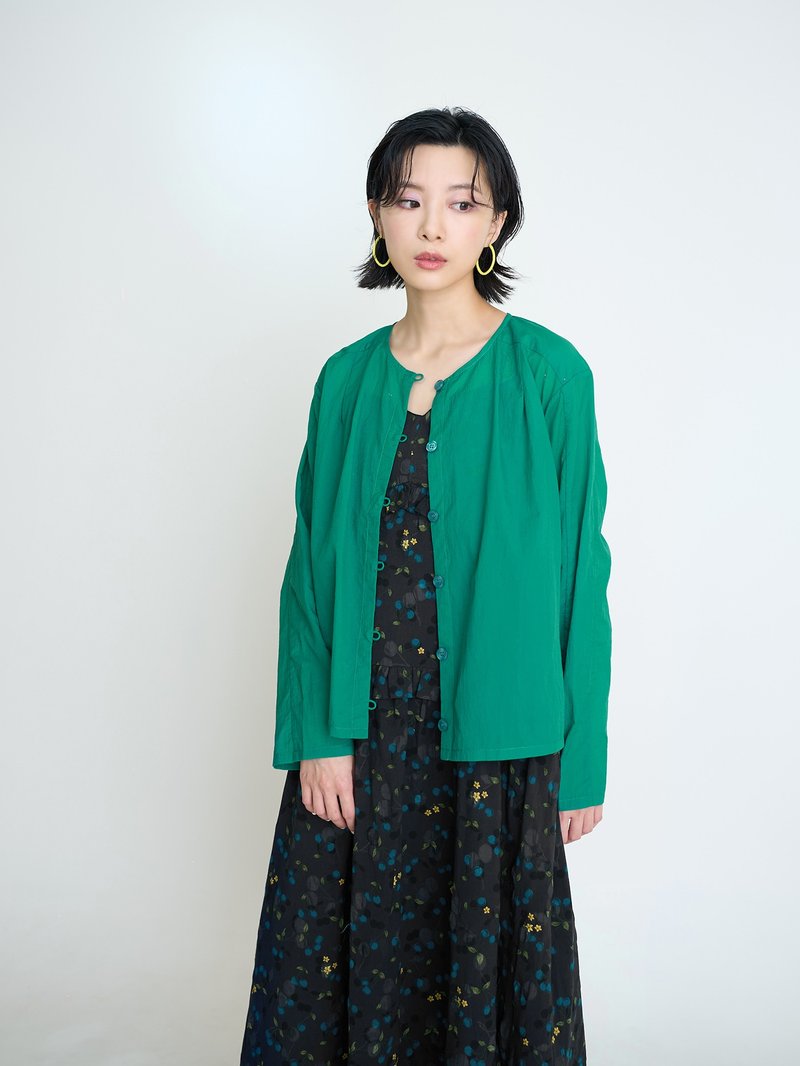 Oxygen cardigan shoulder fold shirt-Youth - Women's Shirts - Other Man-Made Fibers Green