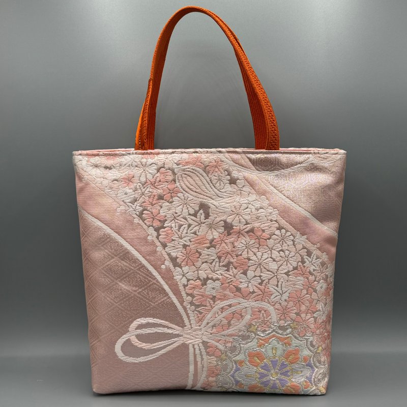 Kimono Obijime Remake Tote bag - Handbags & Totes - Silk Pink