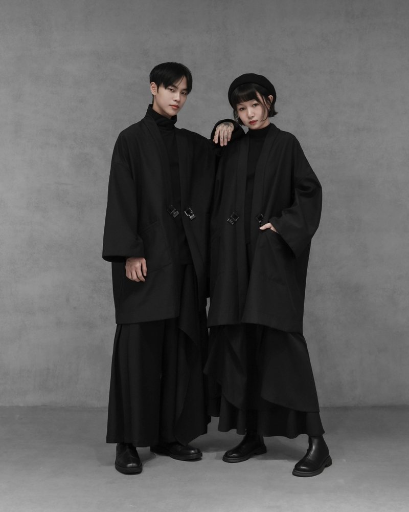 MUKK DESIGN 防潑水刷毛和服罩衫 - 男夾克/外套 - 聚酯纖維 黑色
