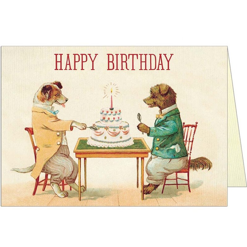 Cavallini & Co.  GREETING CARD 生日卡(大)_狗狗吃蛋糕 - 卡片/明信片 - 紙 多色