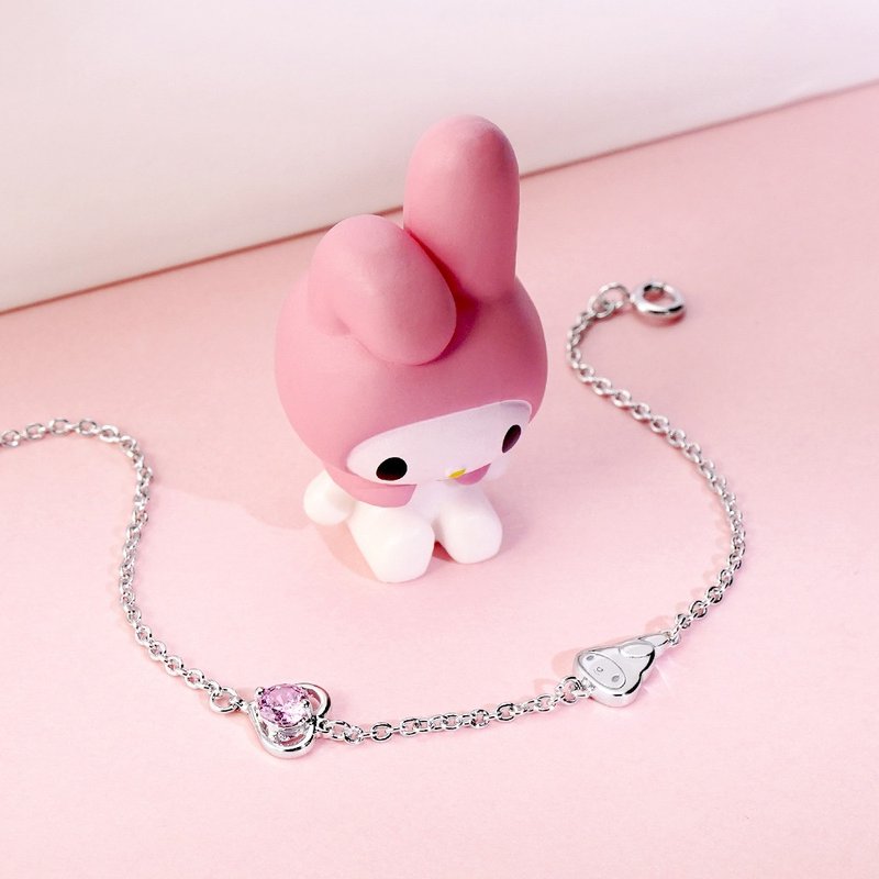 [Customized Gift] My Melody & Me Series-Melody Birthstone Sterling Silver Bracelet - Bracelets - Sterling Silver Silver