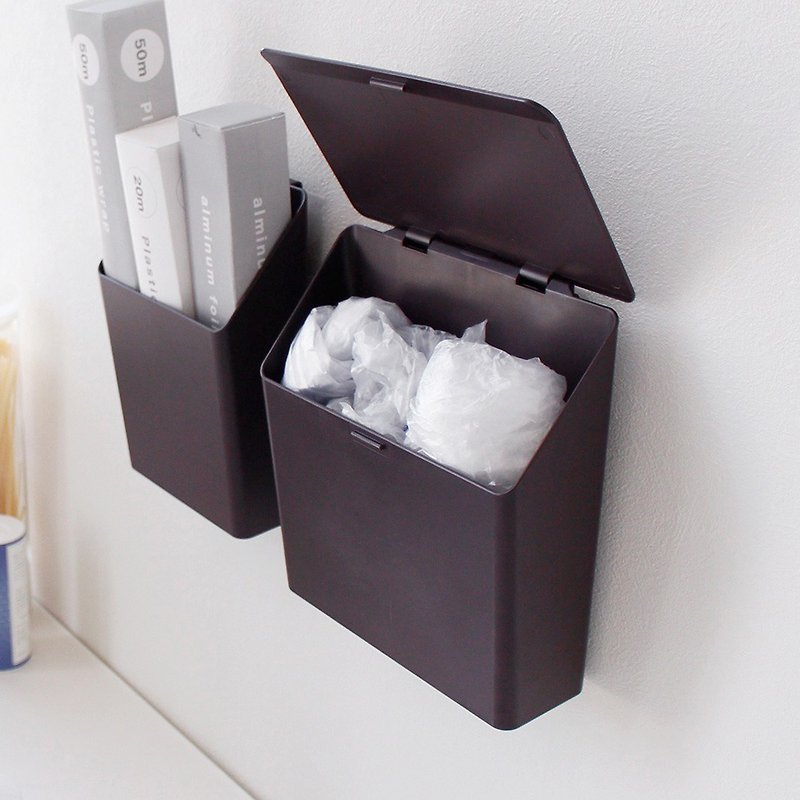 Japan OKA PLYS base seamless wall-mounted flip-top plastic bag storage box-2 colors optional - เครื่องครัว - พลาสติก หลากหลายสี