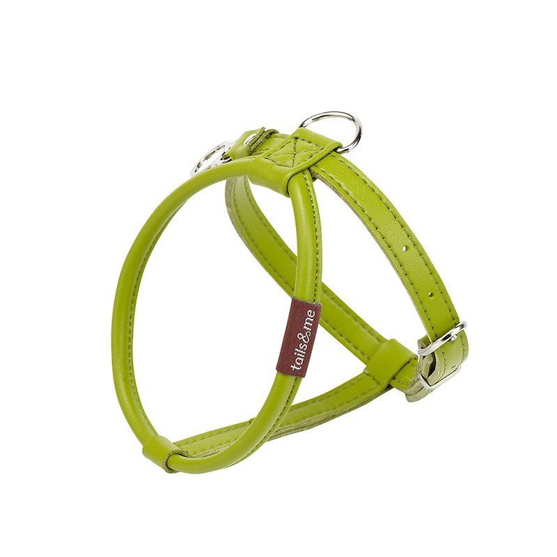 [tail and me] natural concept leather chest strap olive green XS - ปลอกคอ - หนังเทียม สีเขียว