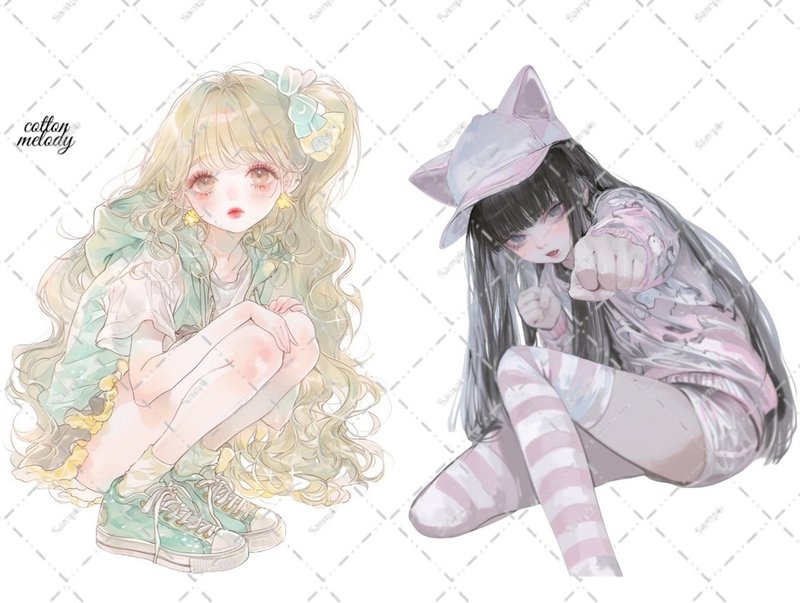 original sticker no.7104 人物ステッカー オリジナルステッカー 人物ステッカー 女の子ステッカー オリジナル人物ステッカー - 貼紙 - 紙 