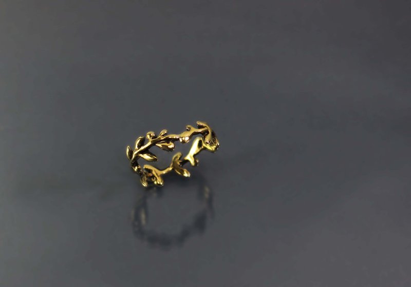 植物系列-春意黃銅戒 - 戒指 - 銅/黃銅 紫色