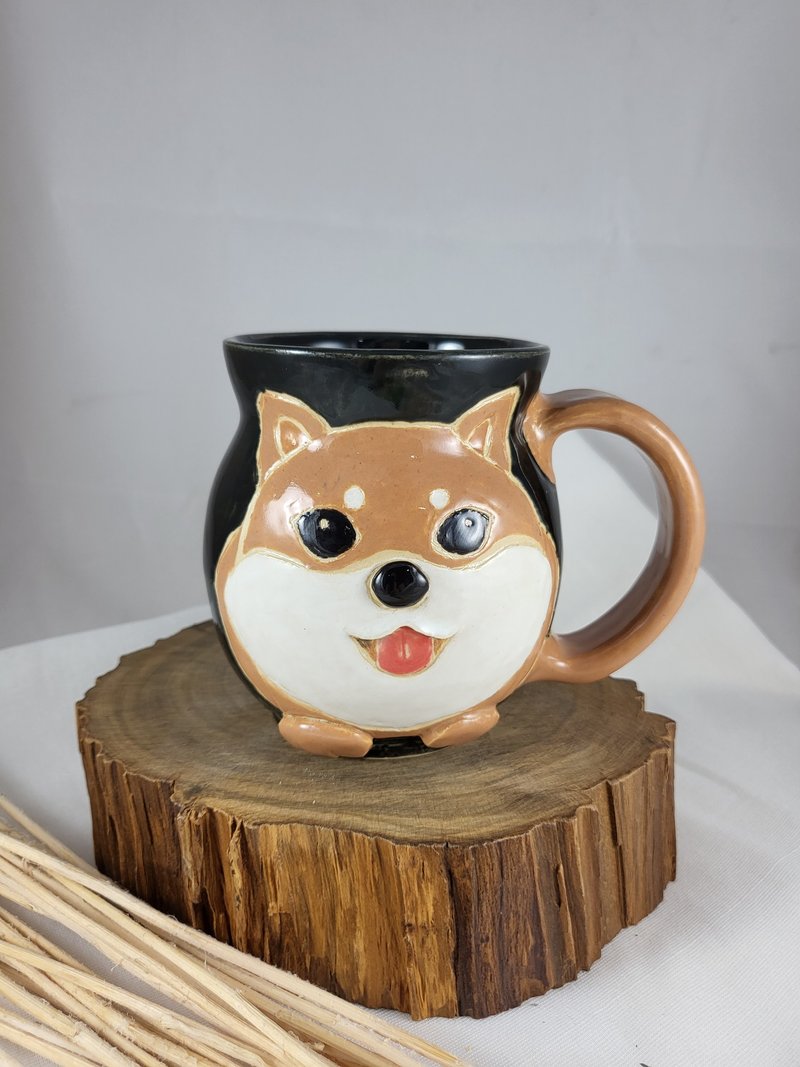 柴犬手工馬克杯 - 其他杯子 - 陶 卡其色