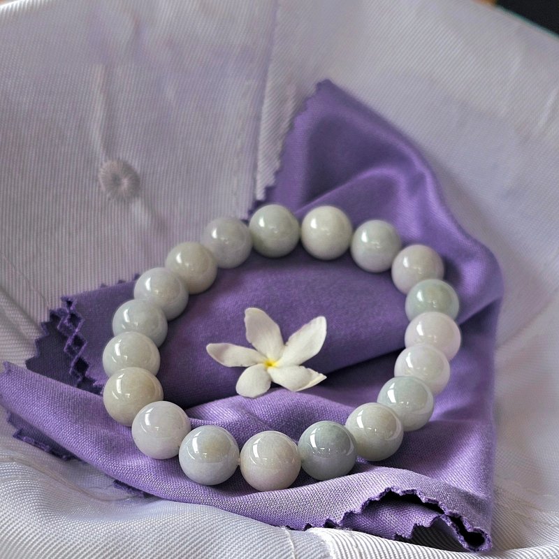 Burmese jade bracelet, pastel colors, white, yellow, green, natural jade Type-A, width 9.8-10 mm. - 手鍊/手環 - 寶石 白色