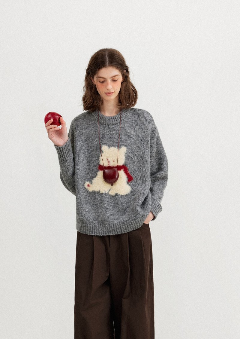 Plush Bear Fluffy Yarn 3D Jacquard Wool Sweater - Women's Sweaters - Other Materials Multicolor