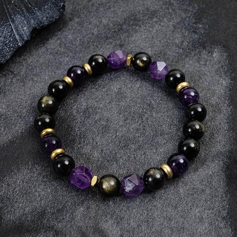 Purple Qi Donglai | B10 Amethyst Obsidian Crystal Bracelet - Bracelets - Gemstone Purple
