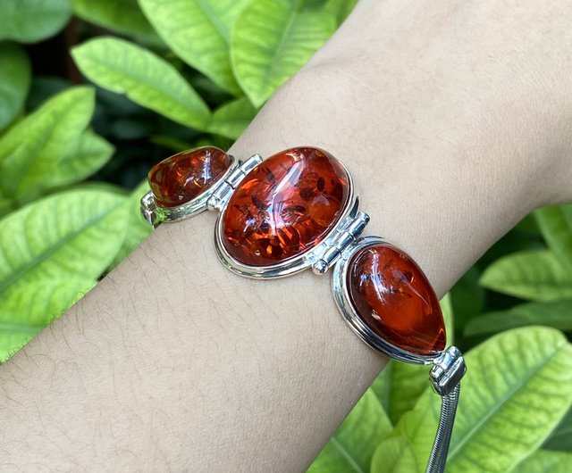 Amber and online silver bracelet