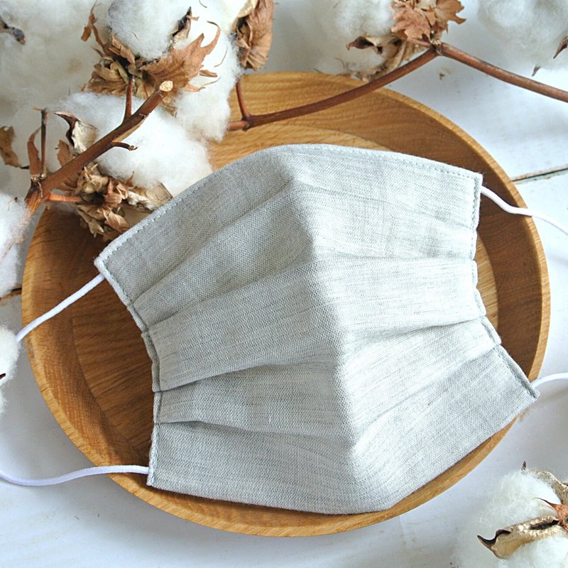 男性專用的有機棉紗布口罩 混色灰 - 口罩/口罩收納套 - 棉．麻 灰色