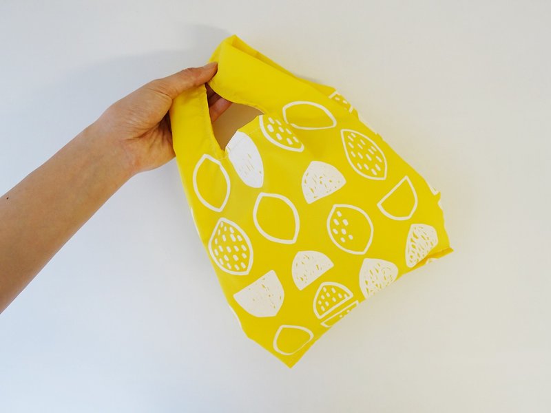 Eco-friendly small shopping bag beverage food bag lemon - Handbags & Totes - Waterproof Material Yellow