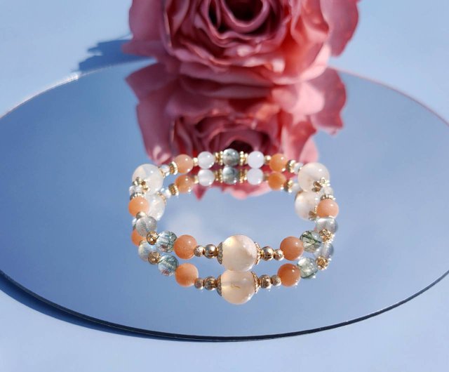 Crystal Stone - Natural green cherry blossom agate bracelet