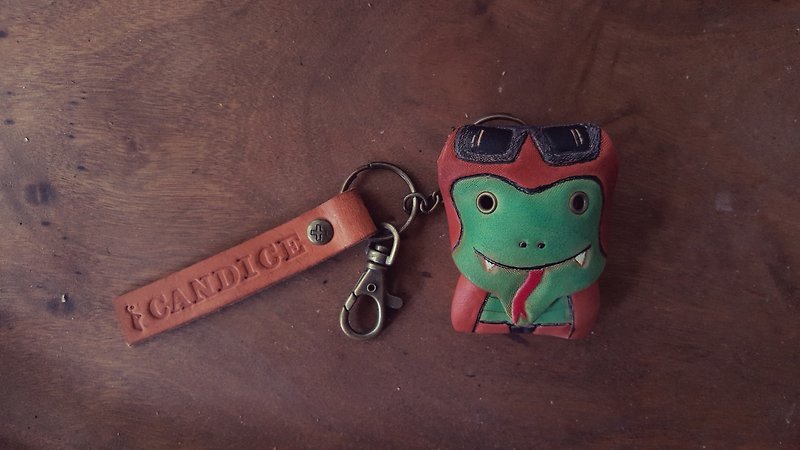 Pilot Little Snake cute snake leather key ring - can lettering (Valentine, birthday gifts) - ที่ห้อยกุญแจ - หนังแท้ 