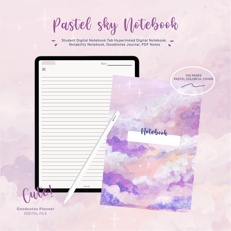 Student Digital Notebook Pastel sky
