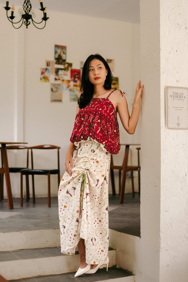 Bawang Merah Bawang Putih Reversible Top - 女上衣/長袖上衣 - 棉．麻 紅色