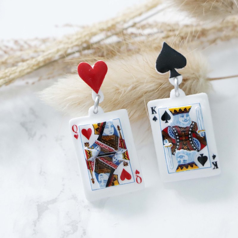 啤牌耳環 - 耳環/耳夾/耳骨夾 - 塑膠 黑色