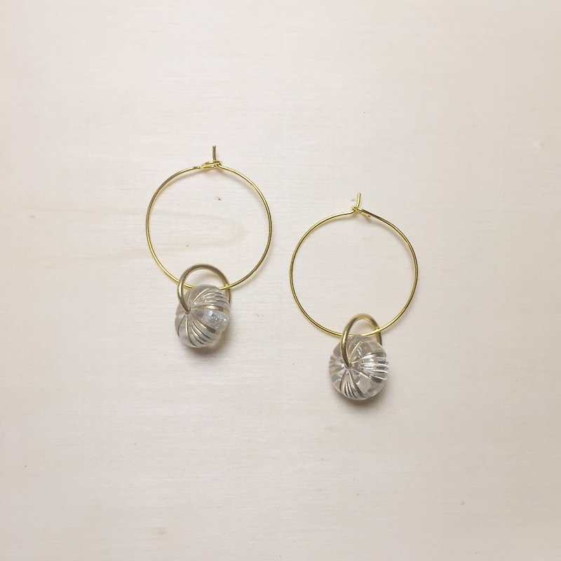 Vintage transparent engraving earrings - ต่างหู - เรซิน สีใส