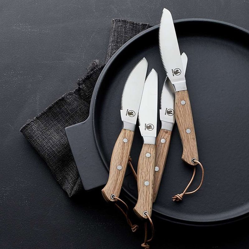 Danish Morsø Royal Oak Handle Stainless Steel Knife Set of 2 - Cutlery & Flatware - Stainless Steel Silver