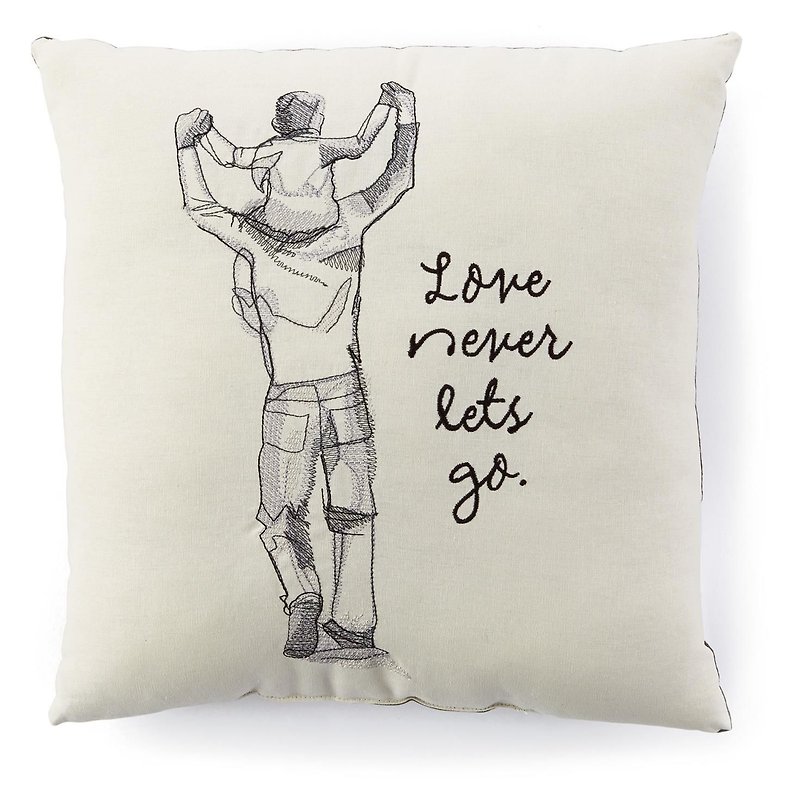 Ken Sheldon father and son love sketch big pillow [designer gift-father series] - หมอน - ผ้าฝ้าย/ผ้าลินิน สีเทา