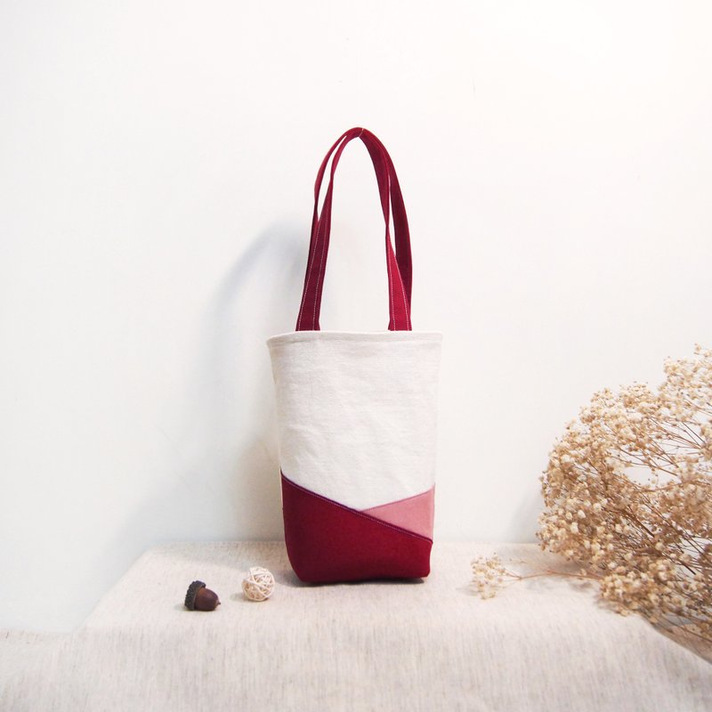 Natural cotton eco-friendly beverage tote bag kettle bag-berry red - Handbags & Totes - Cotton & Hemp Red