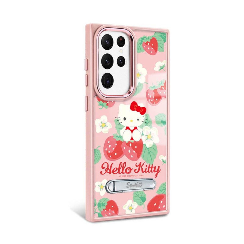 Sanrio S24/S23 series military standard anti-fall aluminum alloy lens frame stand-Strawberry Garden Katie-Pink Frame - เคส/ซองมือถือ - วัสดุอื่นๆ หลากหลายสี