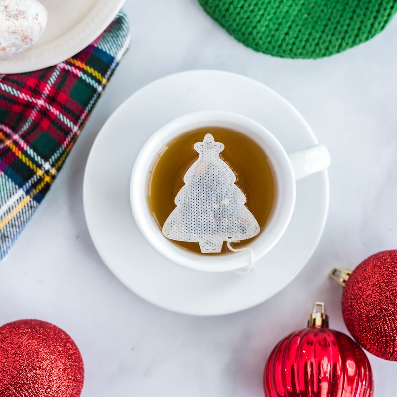 クリスマスツリー型ティーバッグ5個、クリスマスギフト、ホステス感謝ギフト、ノエル - お茶 - その他の素材 ホワイト