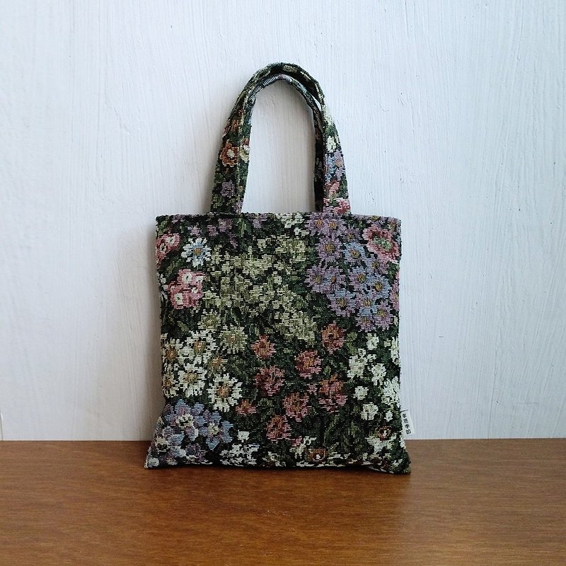 Square Jacquard Totebag (Grandma flower) - Toiletry Bags & Pouches - Polyester Multicolor