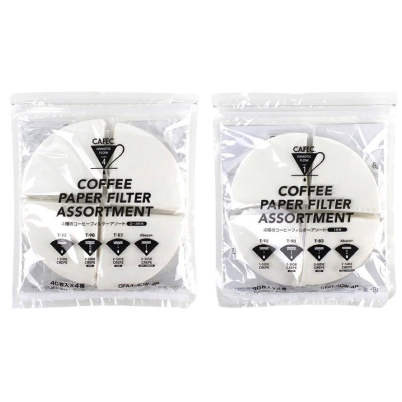 [New product] Japan CAFEC 4 in 1 4P filter paper - shallow, medium and deep roasted filter paper - 40 packs each (160 sheets in total) - เครื่องทำกาแฟ - กระดาษ ขาว