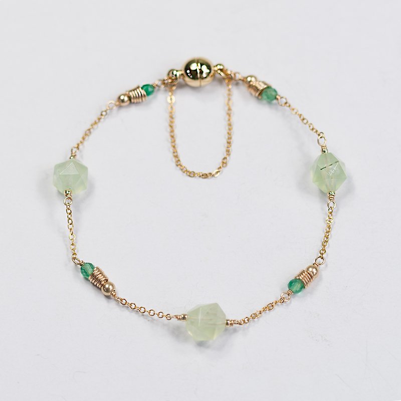 綠葉微光手鍊 Leaf Vein Bracelet / 14kgf - 手鍊/手環 - 其他金屬 綠色